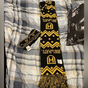 Black and Yellow Hogwarts Scarf and Headband Set